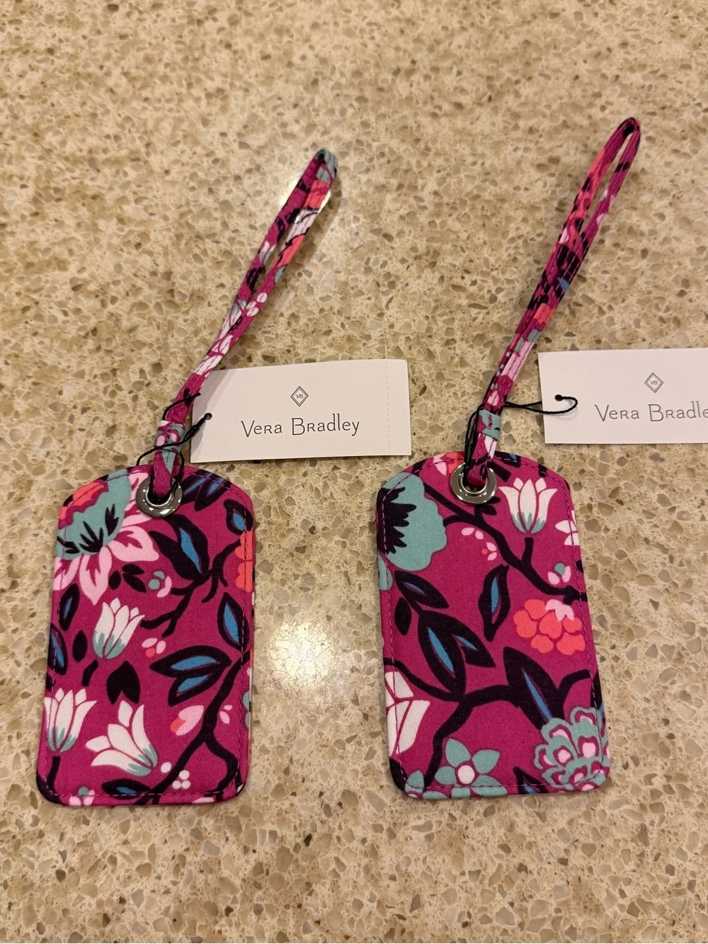 Vera Bradley Pink Floral Luggage ID Tag - Set of 2
